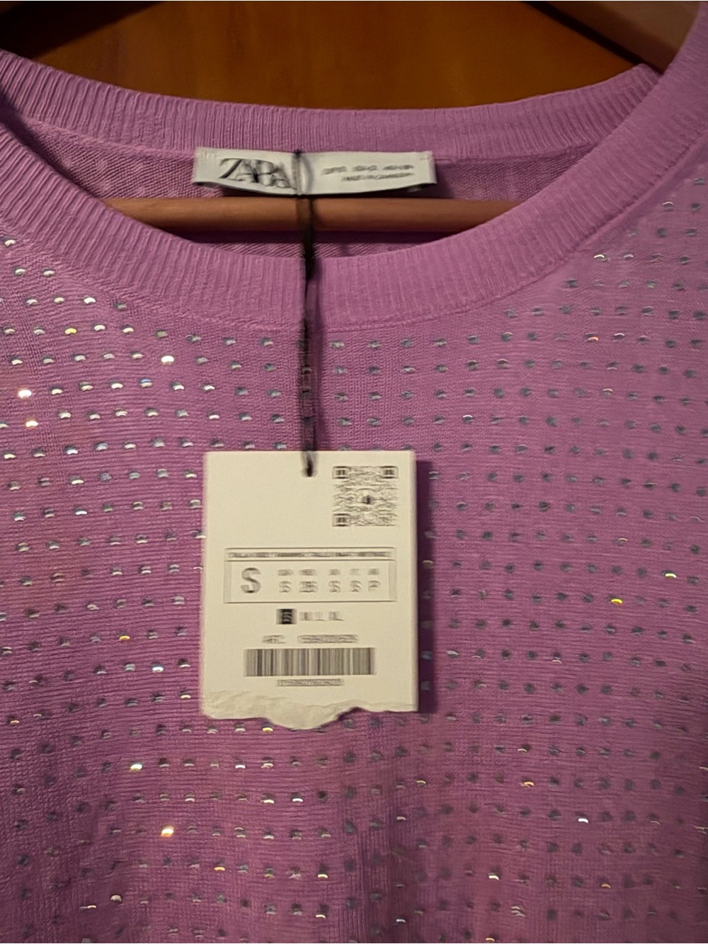 ZARA Lavender Embellished Knit Sweater